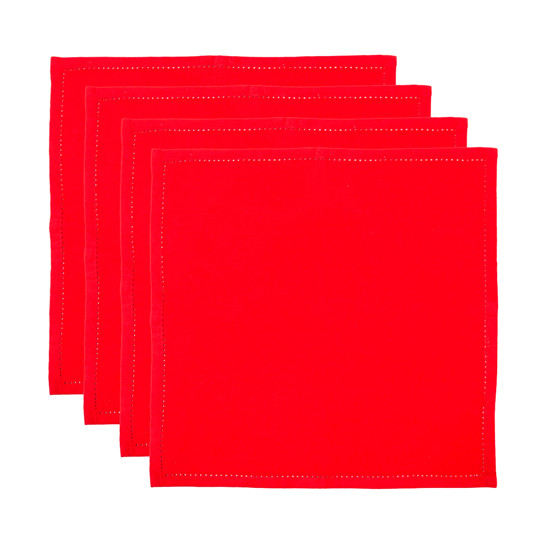 Imagem CONJUNTO 4 GUARDANAPOS MOMENTOS 40CM X 40CM VERMELHO DE ALGODÃO - LYOR