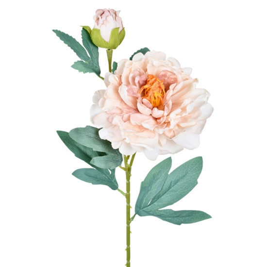 Imagem HASTE DECORATIVA DE PEÔNIA CREME DE PLÁSTICO MOLDÁVEL 66X15X16CM - GRILLO