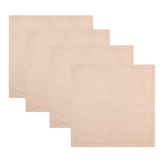 Imagem CONJUNTO 4 GUARDANAPOS MOMENTOS 40CM X 40CM BEGE DE ALGODÃO - LYOR