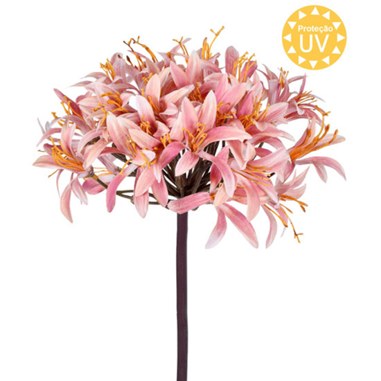 Imagem HASTE DECORATIVA DE AGAPANTHUS ROSA DE PLÁSTICO MOLDÁVEL 80X19CM - GRILLO