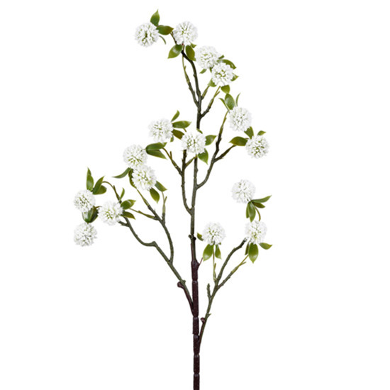 Imagem HASTE DECORATIVA DE BRRRIES SILVESTRES FLOCADAS CREME DE PLÁSTICO MOLDÁVEL - GRILLO