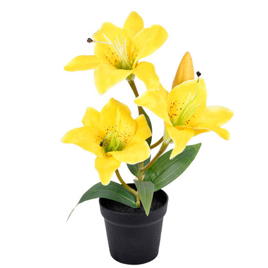 Imagem ARRANJO DECORATIVO DE LÍRIO TIGRE AMARELO DE PLÁSTICO MOLDÁVEL 31X23CM - GRILLO