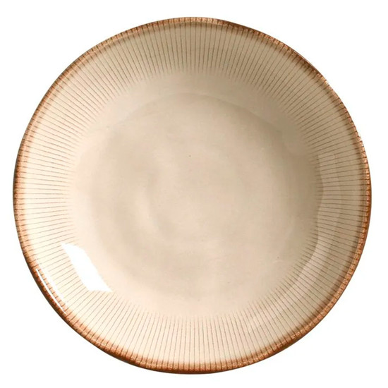Imagem PRATO FUNDO RAIO PARA SOBREMESA DE CERÂMICA BEGE 22,5CM - PORTO BRASIL