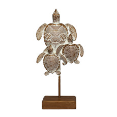 Imagem de PEDESTAL DECORATIVO DE RESINA TRÊS TARTARUGAS DE RESINA 30X12X5CM - ENTRE MARES - Entre Mares Ind E Com De Artesanatos Socied Ltda