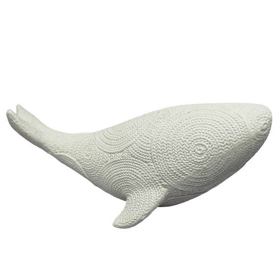 Imagem ENFEITE DE MESA ORCA BRANCA TEXTURIZADA DE RESINA 10X25X12CM - ENTRE MARES