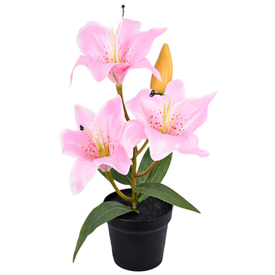 Imagem ARRANJO DECORATIVO DE LÍRIO TIGRE ROSA ESCURO DE PLÁSTICO MOLDÁVEL 31X23CM - GRILLO