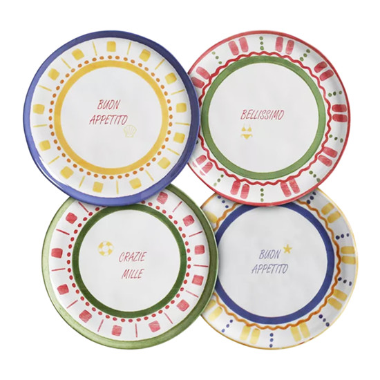 Imagem CONJUNTO 4 PRATOS RASOS SUMMER DE CERÂMICA 2,5X27,5X27,5CM - SCALLA CERÂMICA