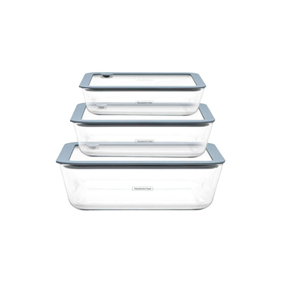 Imagem JOGO DE POTES DE VIDRO VITTRA COM TAMPA HERMÉTICA DE SILICONE - TRAMONTINA