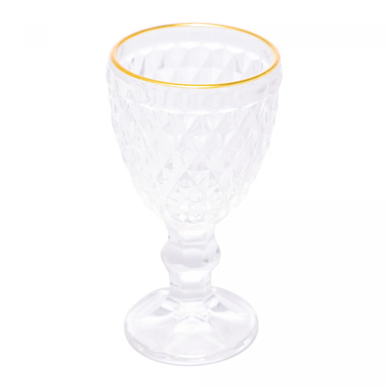 Imagem TAÇA DE LICOR DE VIDRO COM FIO DE OURO BICO DE ABACAXI 50ML - LYOR