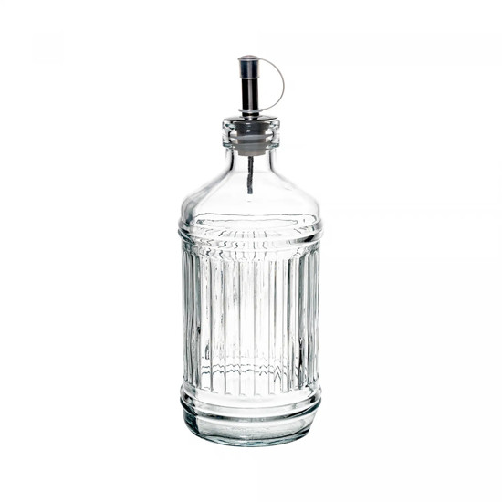 Imagem GALHETEIRO COM DOSADOR EM METAL VEGAS 500ML DE VIDRO 22X8X8CM - LYOR