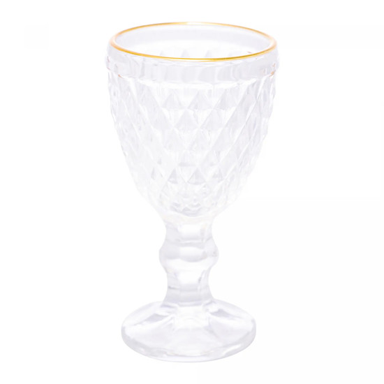 Imagem TAÇA DE LICOR DE VIDRO COM FIO DE OURO BICO DE ABACAXI 50ML - LYOR