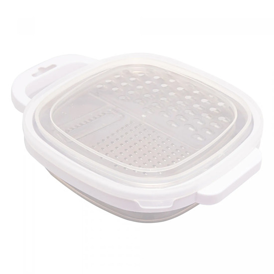 Imagem RALADOR 2 EM 1 INOX COM POTE COLETOR DE ALIMENTOS E TAMPA EM PLÁSTICO - LYOR