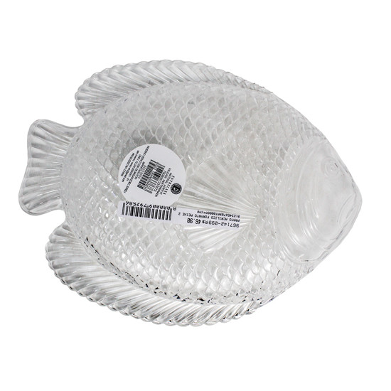 Imagem PRATO RASO EM ACRÍLICO INCOLOR EM FORMATO DE PEIXE 28X21 CM