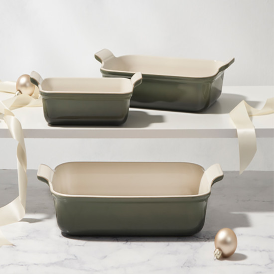 Imagem SET DE 3 TRAVESSAS RETANGULARES THYME HERITAGE DE CERÂMICA - LE CREUSET