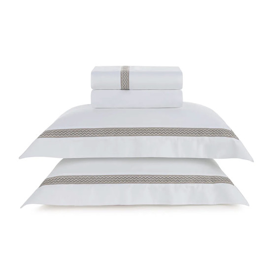 Imagem JOGO DE CAMA QUEEN 300 FIOS MORELLI BRANCO/MARRONE - TRUSSARDI