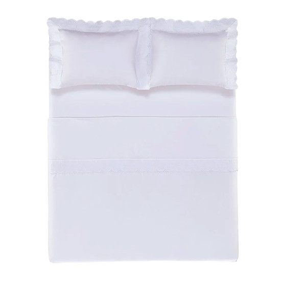Imagem JOGO DE CAMA KING 200 FIOS 100% ALGODÃO FIORITA BRANCO - TRUSSARDI