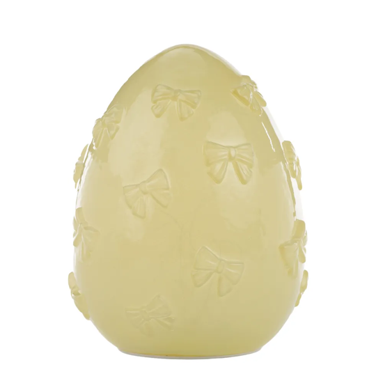 Imagem LUMINÁRIA OVO COM BORBOLETAS EM RELEVO COM 25 LEDS EM VIDRO AMARELO - CROMUS