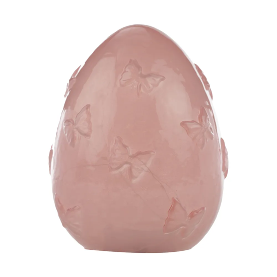 Imagem LUMINÁRIA OVO COM BORBOLETAS EM RELEVO COM 18 LEDS EM VIDRO ROSA - CROMUS