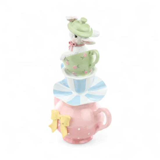 Imagem COELHO TORRE RESINA DECORATIVO EM RESINA 26X13X16CM - CROMUS