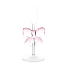 Imagem de PORTA-VELAS TAÇA 20ML COM LAÇO ROSA DE VIDRO 17X8X8CM - CROMUS - Cromus Embalagens Ind E Com Ltda