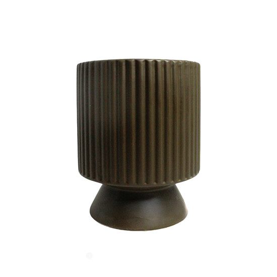 Imagem VASO DECORATIVO EM CERÂMICA COM PÉ VERDE OLIVA 15X12 CM - GRILLO 59210