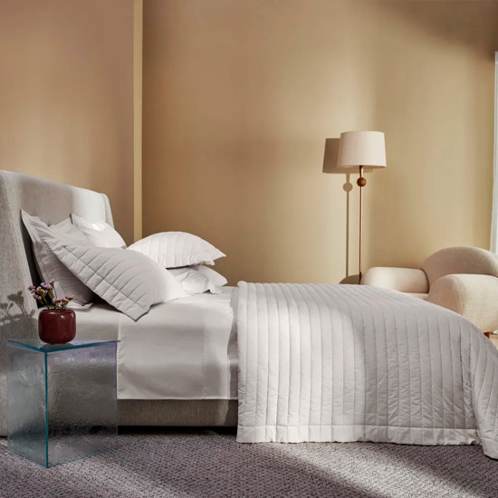 Imagem COLCHA COM PORTA TRAVESSEIROS CASAL 100% ALGODÃO MONTELEONE BRANCO - TRUSSARDI