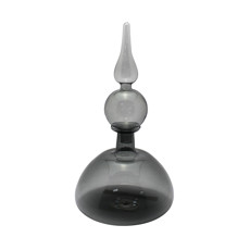 Imagem de VASO DECORATIVO EM VIDRO NA COR CINZA COM TAMPA 27X13X13CM - GRILLO - Grillo Ltda