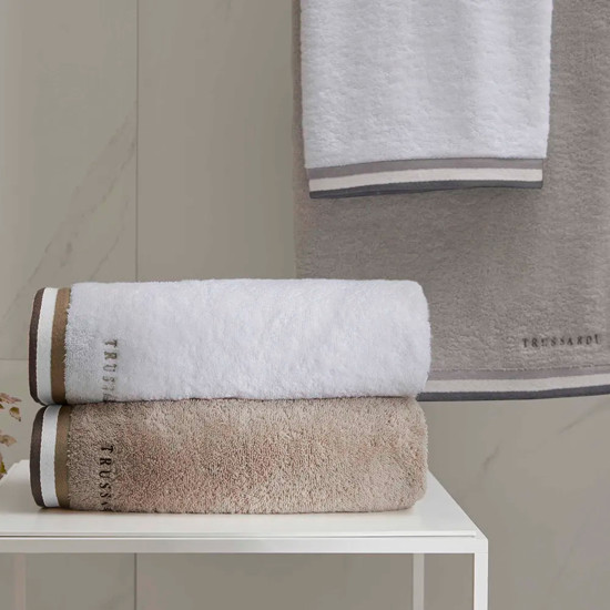 Imagem TOALHA DE ROSTO MONTELLO BRANCO/CINZA DE ALGODÃO 48X90CM - TRUSSARDI