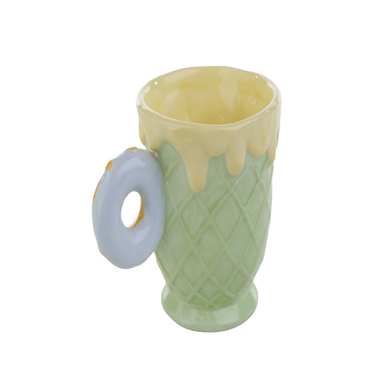 Imagem CANECA ROSQUINHA 340ML COLORIDA DE CERÂMICA 10X15X10CM - TOKDACASA