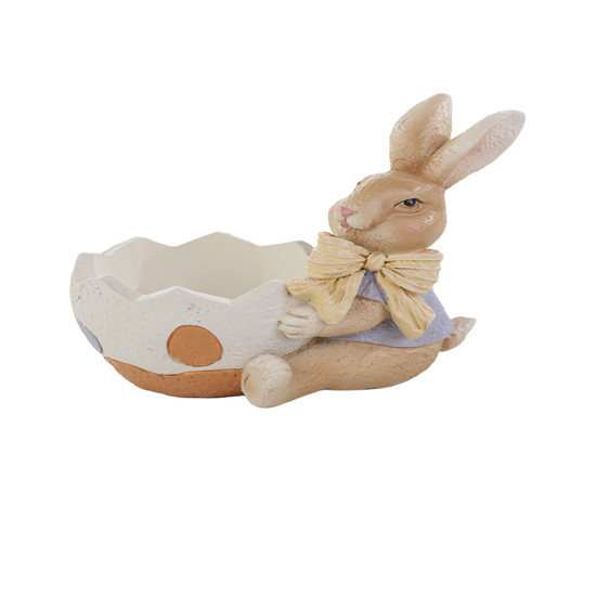 Imagem COELHO DA PÁSCOA DECORATIVO DE RESINA COM OVO 10,5X10X6CM - TOKDACASA