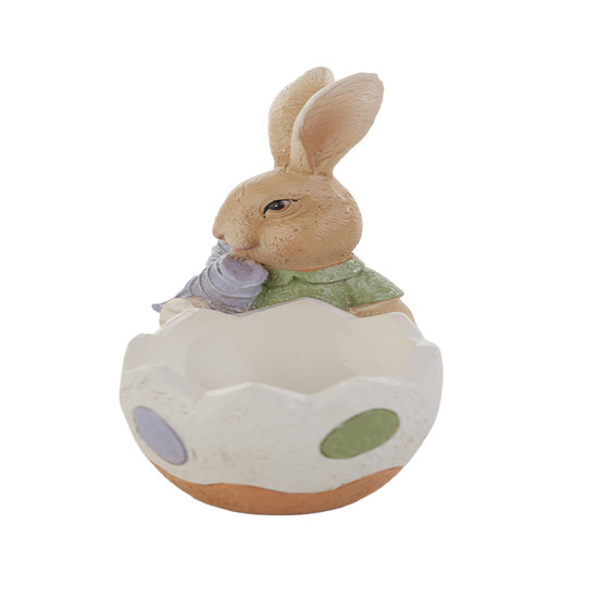 Imagem COELHO DA PÁSCOA DECORATIVO DE RESINA COM OVO 10,5X10X6CM - TOKDACASA
