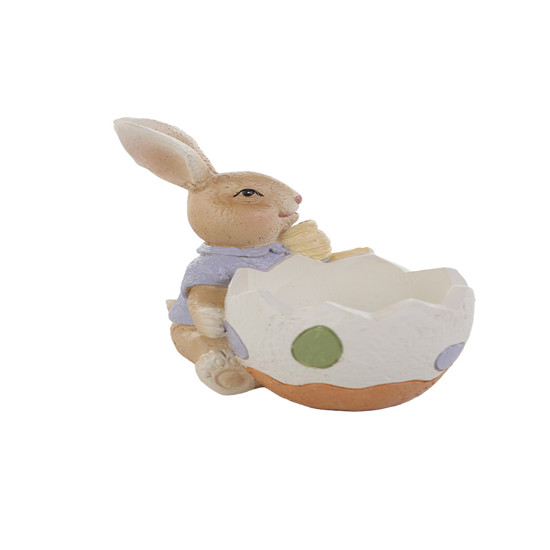 Imagem COELHO DA PÁSCOA DECORATIVO DE RESINA COM OVO 10,5X10X6CM - TOKDACASA