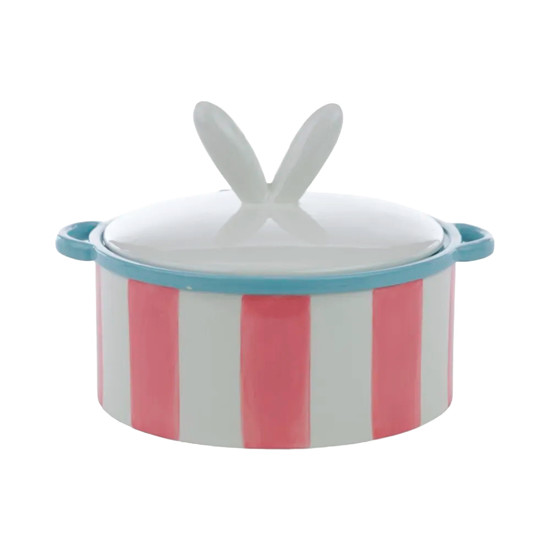 Imagem CAÇAROLA LISTRADA DE CERÂMICA COM TAMPA 17X23,7X23,7CM - CROMUS