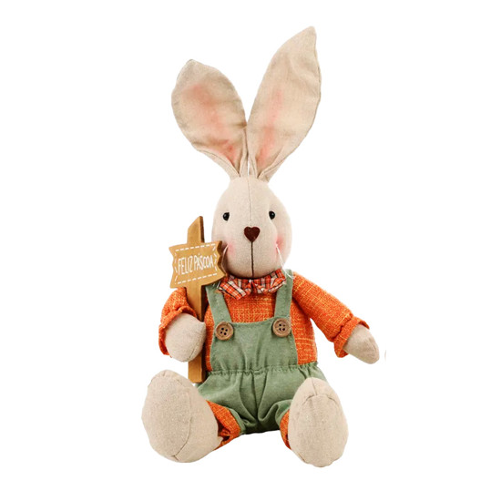 Imagem COELHO/COELHA DA PÁSCOA DECORATIVO DE POLIÉSTER 35X18X12CM - CROMUS