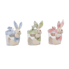 Imagem de POTE COELHO ABRAÇADO DE POLIÉSTER E PLÁSTICO COR SORTIDA 19X11X12CM - CROMUS - Cromus Embalagens Ind E Com Ltda