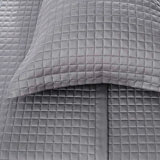 Imagem COLCHA QUEEM E 2 PORTA TRAVESSEIROS BUD NEW VISION EM ALGODÃO PRATA - BUDDEMEYER