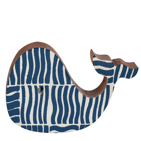 Imagem ESCULTURA DECORATIVA BALEIA AZUL E BRANCA DE MADEIRA 12,5X24X2,5CM - ENTRECASA