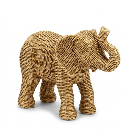 Imagem ELEFANTE DECORATIVO DE RESINA TEXTURA PALHA CARAMELO 20X25X14CM - ENTRECASA