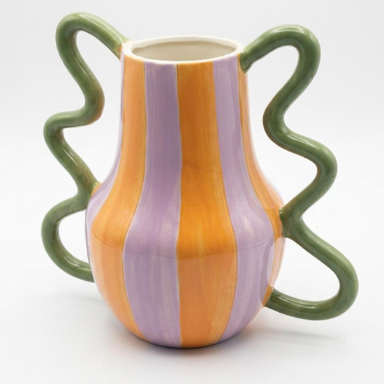 Imagem VASO C/ALCA LISTRAS CERAM 31X18X27,5CM