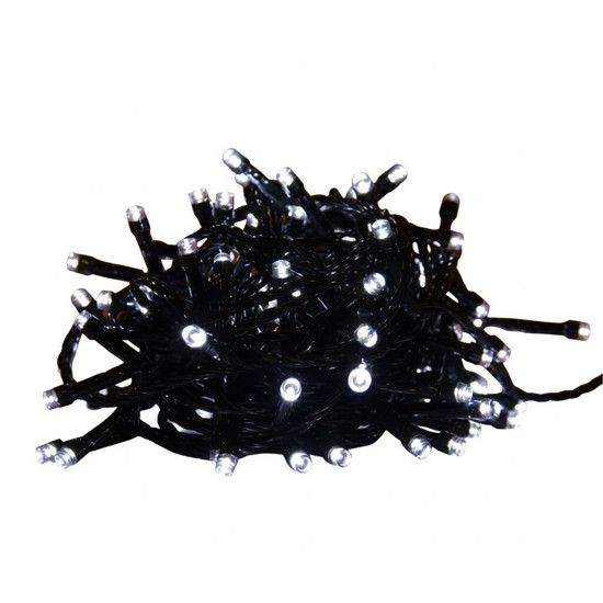 Imagem CORDAO 100 LED MACHO E FEMEA LUZ FIXA FIO VERDE 220V 10 METROS BRANCO