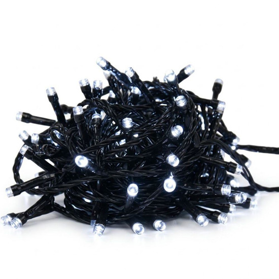 Imagem CORDAO 100 LED MACHO E FEMEA LUZ FIXA FIO VERDE 220V 10 METROS BRANCO