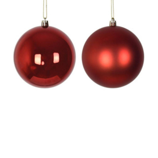Imagem BOLA NATALINA MISTA JOGO COM 2 UNIDADES 10CM VERMELHO