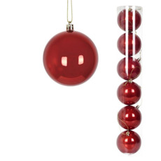 Imagem de BOLA NATALINA PEROLADA JOGO COM 6 TUBO 10CM VERMELHO - Grillo Ltda