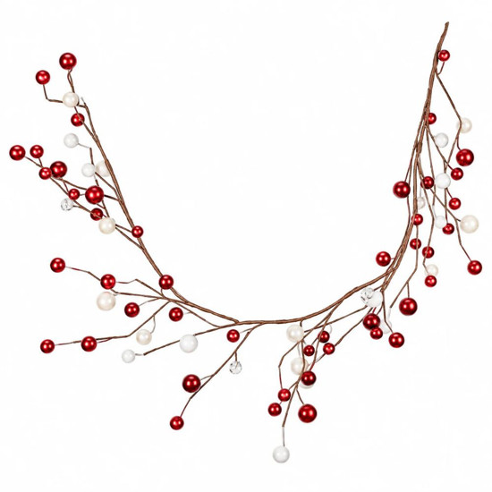 Imagem CORDAO BERRY PEROLA 135CM VERMELHO BRANCO